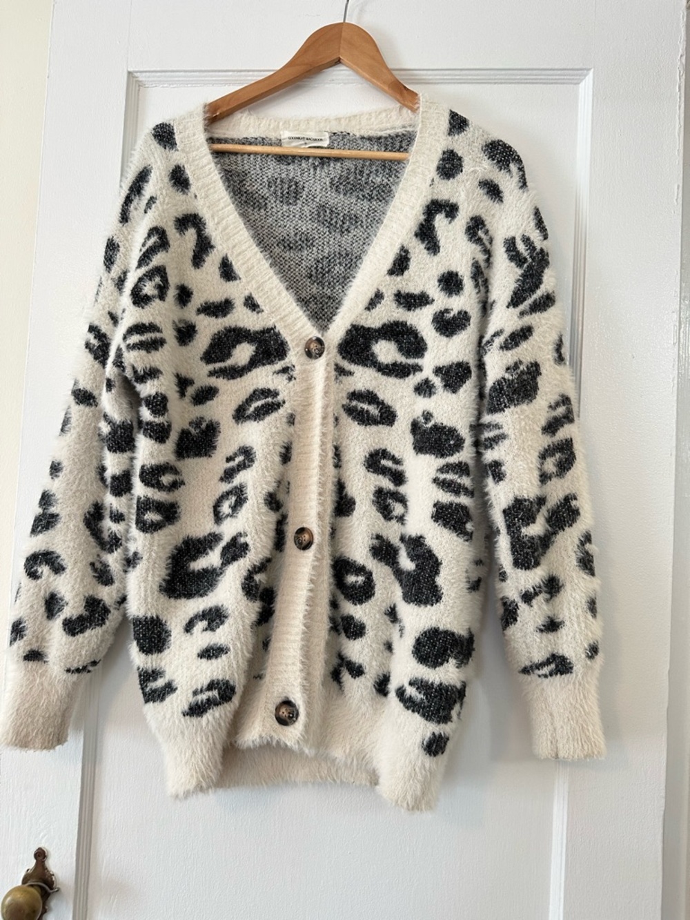 Goodnight Macaroon Cream & Black Leopard Button-Front Cardigan